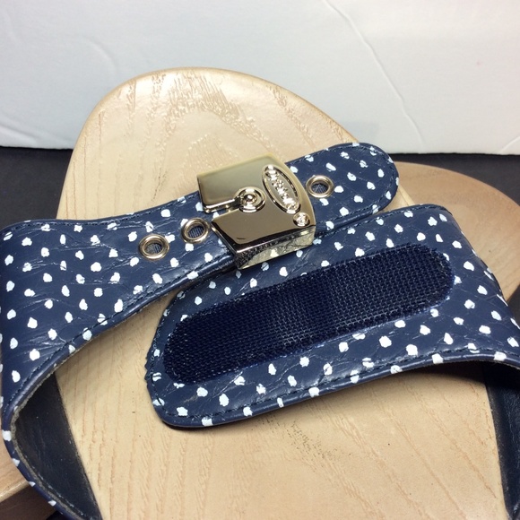 Womens Dr. Scholls Sandals Navy W/ Polka Dot SZ 8 - Picture 4 of 7